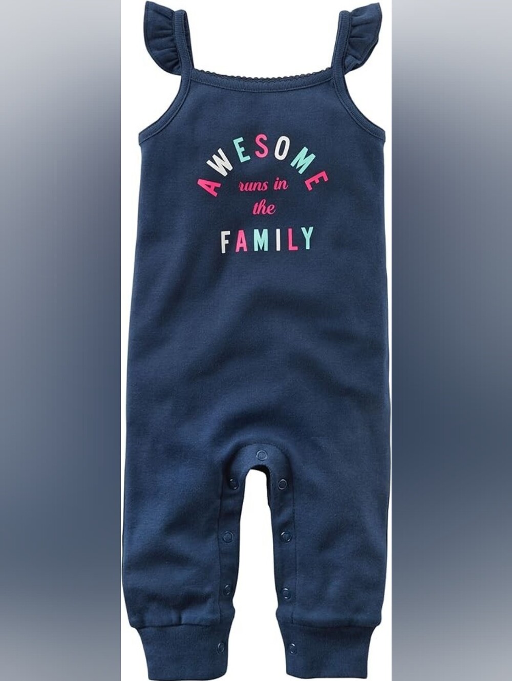 Carter's Baby Girl "Awesome Runs In The Family" Navy Jumpsuit- 9 Months- Summer